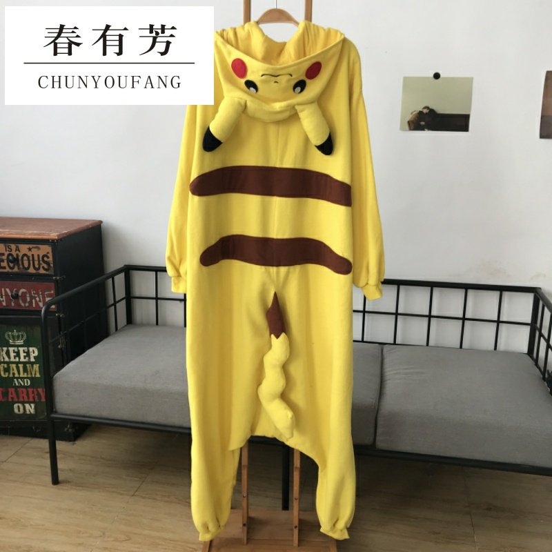 春芳女士卡通可爱长袖连帽连体衣睡衣 秋冬款摇粒绒轻柔舒适家居