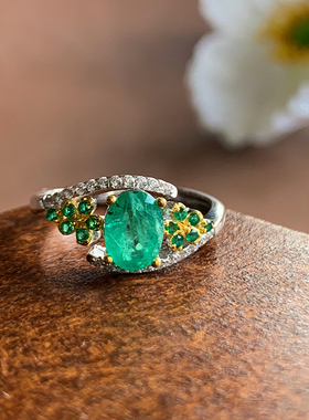 星赞女款开口祖母绿戒指