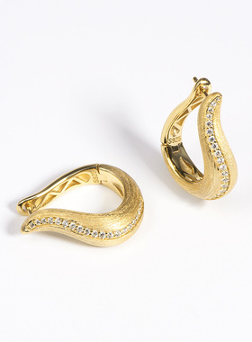 925银耳环星赞银镶嵌中古风格