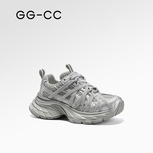 GGCC潮流复古做旧捆绑老爹鞋2025年秋季新款时尚厚底休闲鞋女鞋子