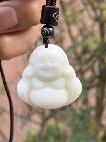 正品陕西蓝田玉弥勒佛吊坠迷你中号佛公挂件锁骨链送女士送小孩