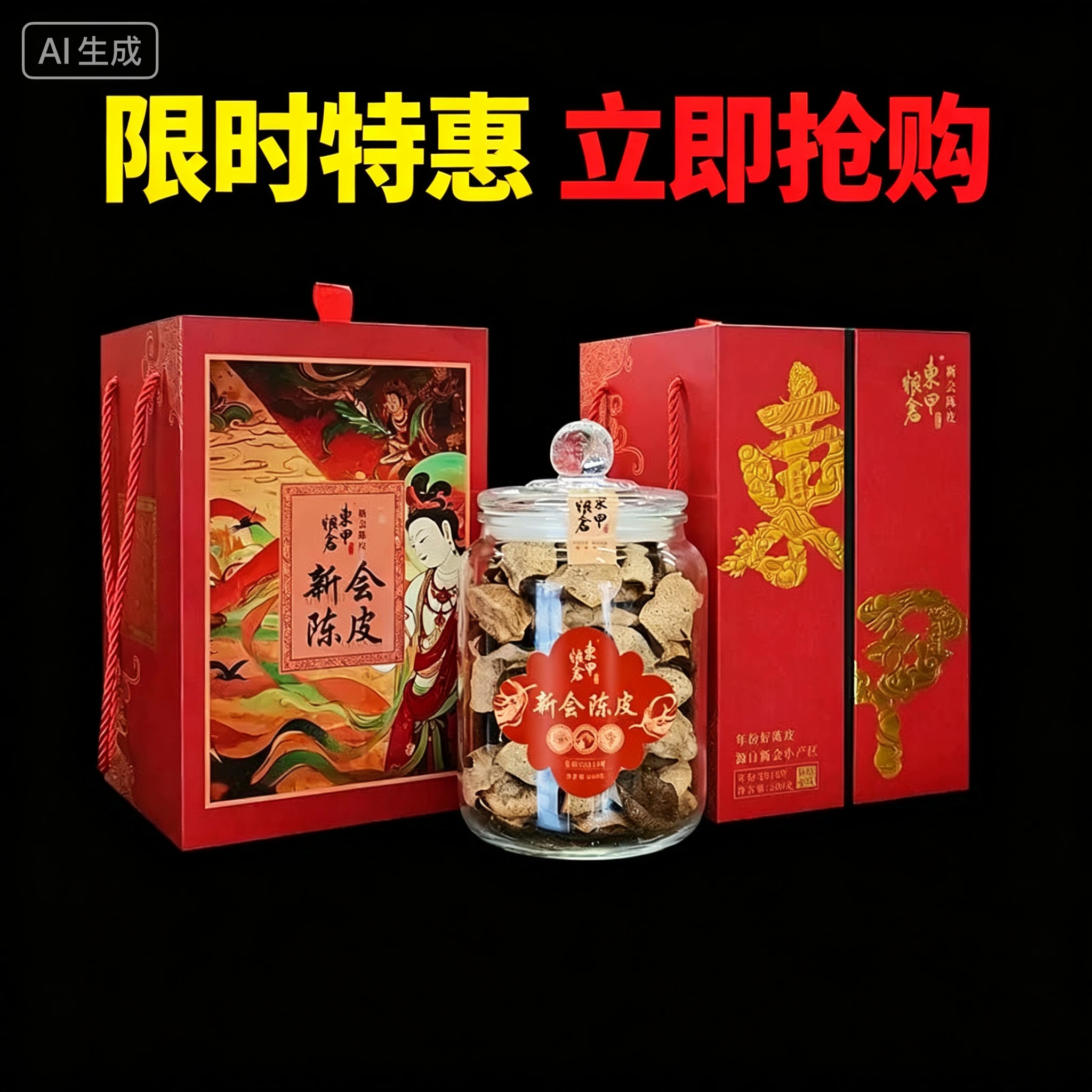 东甲粮仓新会陈皮 东甲飞天2018年新会陈皮200克礼盒装正品