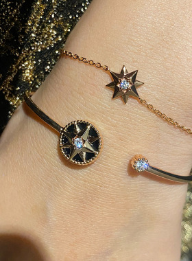 时髦精叠搭八芒星罗盘手链手镯