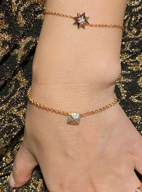 珠宝级纯银玫瑰金小方块手链