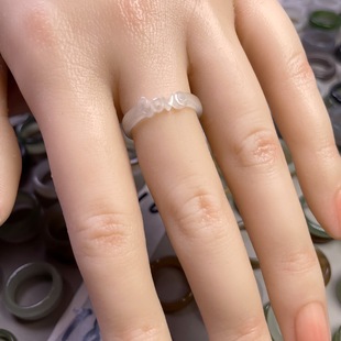 天然和田玉戒指冰种细腻冰底宽窄细男女情侣戒指订婚晴水石指环