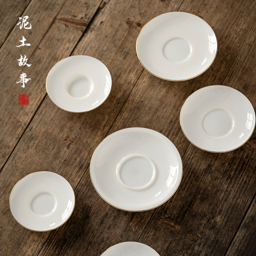 德化隔热垫白瓷描金杯垫