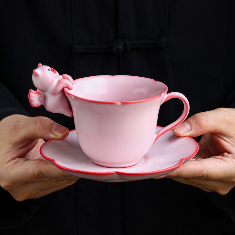 粉汝会吐泡泡茶宠水杯咖啡杯女士