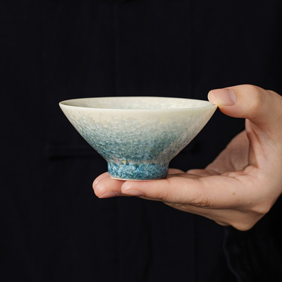 结晶釉斗笠杯窑变主人杯个人专用陶瓷茶杯品茗杯功夫茶具定制单杯