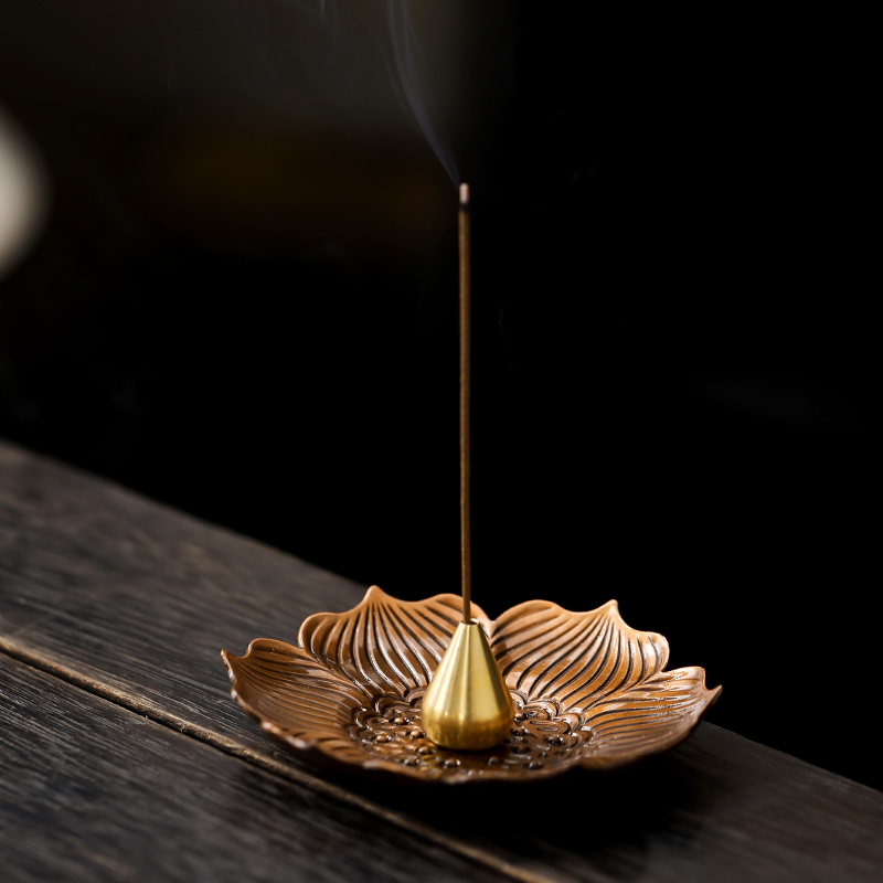 创意合金莲花线香炉家用客厅摆件