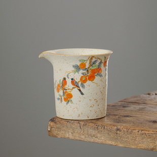 青花火石红柿柿如意陶瓷公道杯2025新款高档分茶器茶海一人饮茶具