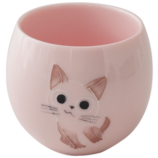 陶瓷粉色猫咪茶杯主人杯单杯女个人专用功夫茶具高级茶盏礼盒装