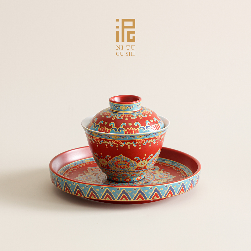 敦煌珐琅彩二才盖碗2025新款