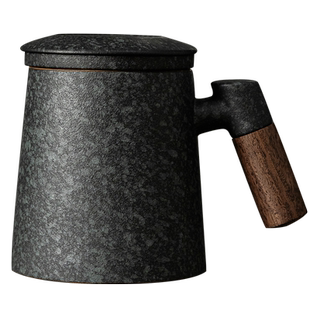 陶瓷茶杯水杯大容量茶水分离杯办公室马克杯带盖过滤送爸爸定制