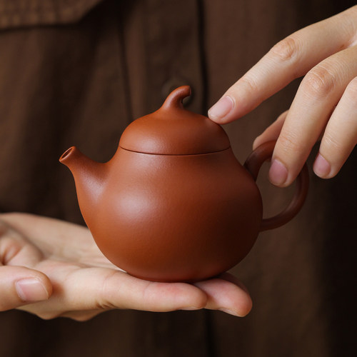 朱泥梨壶紫砂壶套装手工茶壶