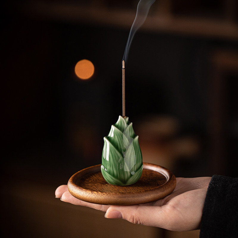创意小竹笋香插香座家用室内线香底座茶室禅意桌面装饰品小摆件