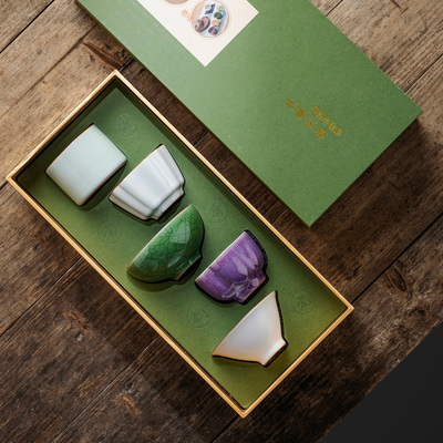 故宫五大名窑茶杯套装中式高档