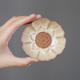 米黄汝窑莲花茶漏茶滤泡茶神器陶瓷滤茶器茶叶过滤网茶水分离茶隔