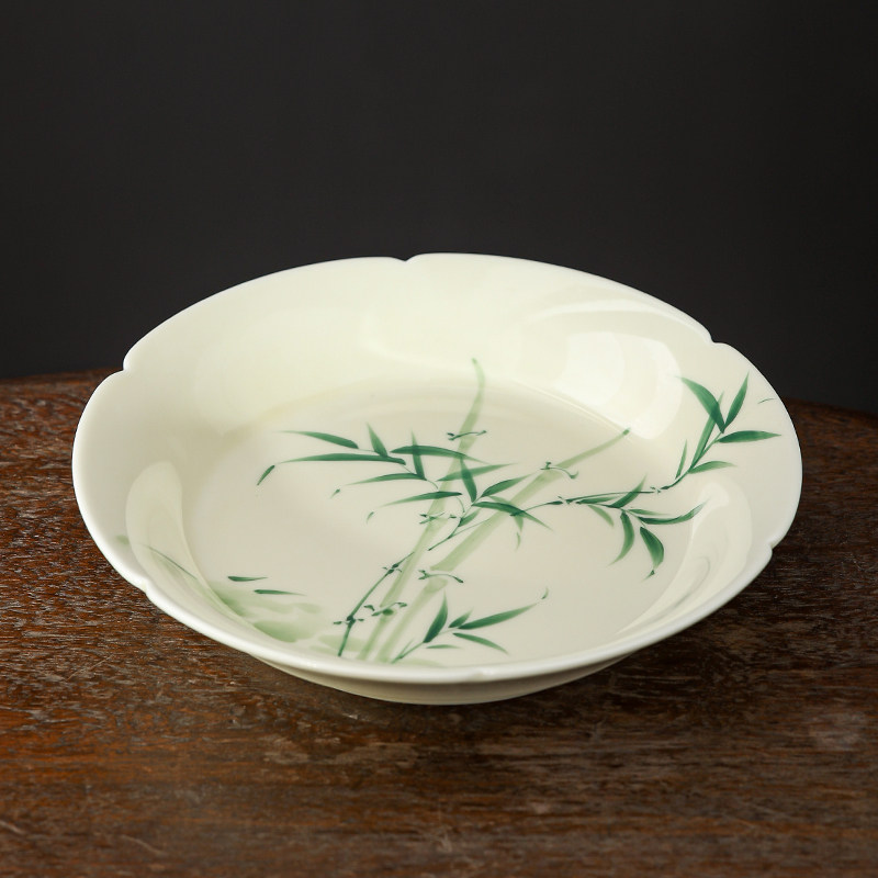 纯手绘翠釉绿竹2023新款家用客厅轻奢高档果盘围炉煮茶陶瓷零食盘,餐饮具,茶道/零配,淘宝优惠券,粉丝福利购,淘宝优惠卷