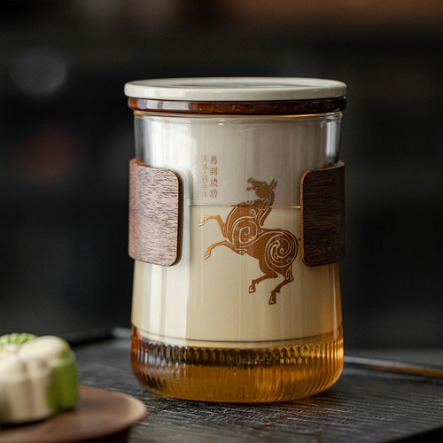 草木灰玻璃泡茶杯马到成功杯子