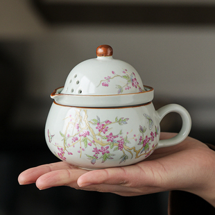 茶具组简约功夫一壶一杯户外喝茶 汝窑桃枝秾粉旅行茶具露营便携式