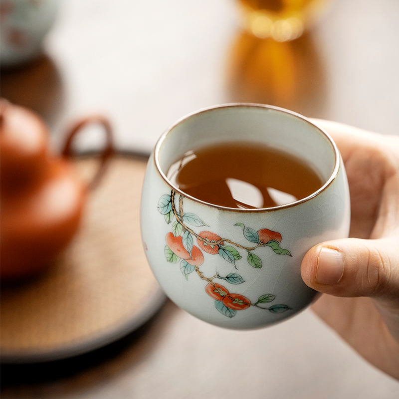 汝窑主人杯陶瓷小茶杯品茗杯单个茶碗个人杯功夫茶杯茶道茶具建盏