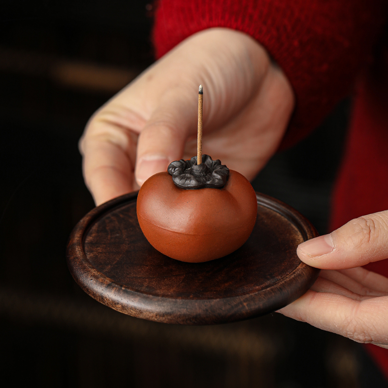 柿柿如意创意小柿子茶宠摆件线香