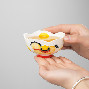 马年茶杯主人杯陶瓷手绘马上有钱新中式喝茶手工功夫茶具个人单杯