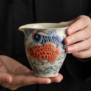 陶瓷龙鱼公道杯2025新款茶海陶瓷公杯匀茶器分茶器功夫茶具配件