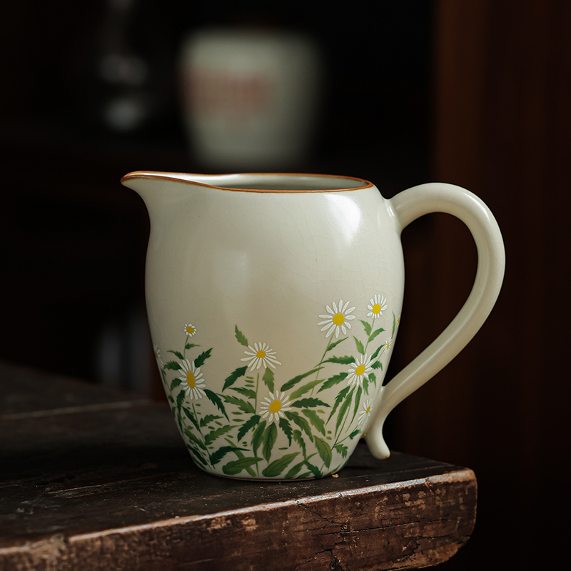 汝窑陶瓷公道茶杯功夫茶杯公道杯带手柄功夫茶具配件家用分茶器