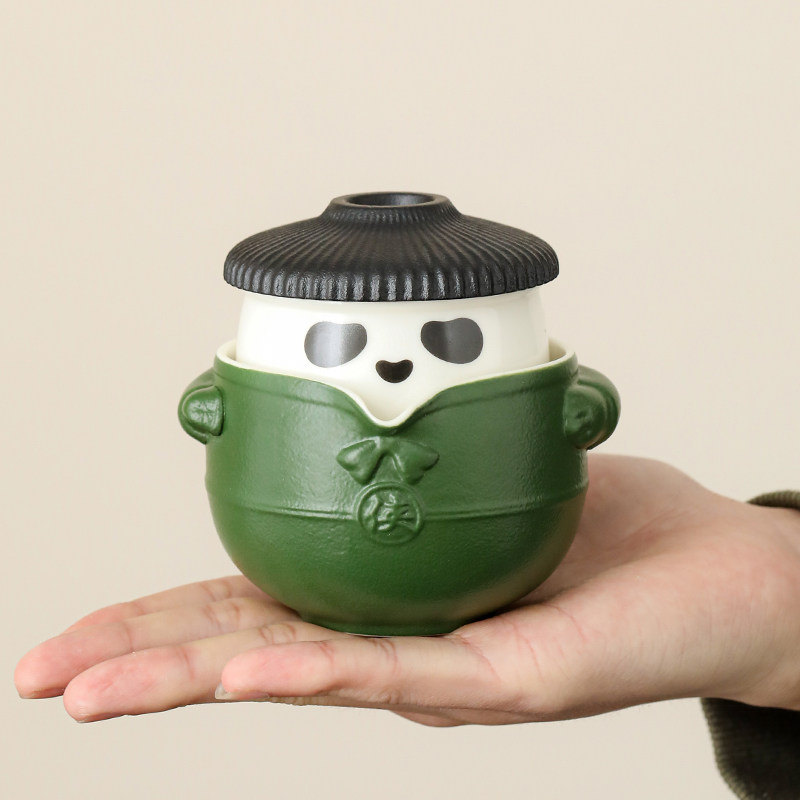 熊猫快客杯便携式包户外一壶三杯旅行茶具茶杯定制一人饮茶具套装