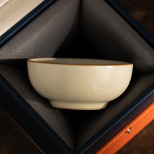 米黄汝窑普洱杯陶瓷家用小号品茗杯茶杯泡茶茶盏单只茶碗功夫茶具