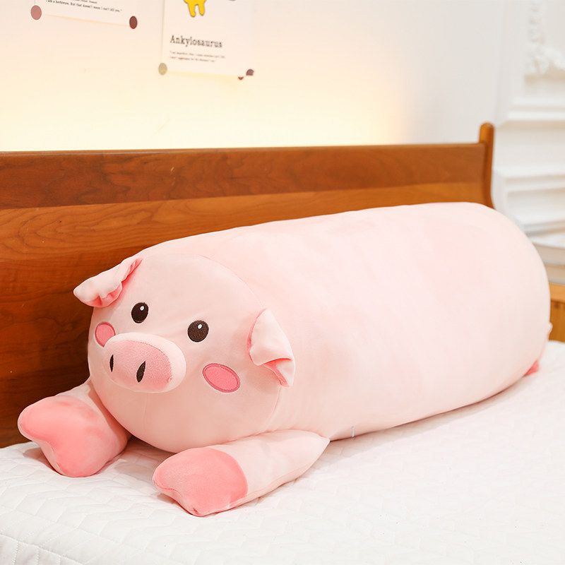 可爱小猪抱枕长条形毛绒靠垫