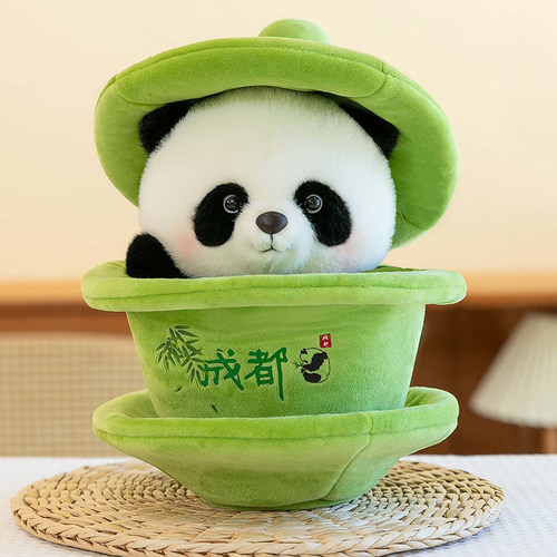 原创四川茶杯大熊猫毛绒玩
