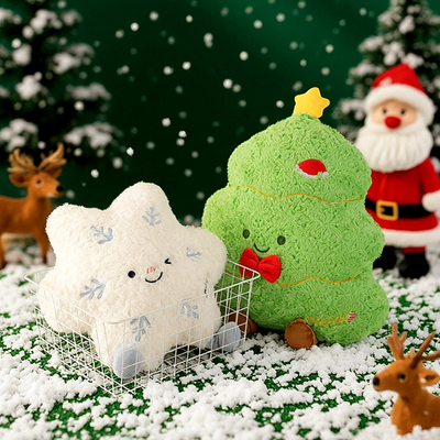 雪花圣诞树节日摆件抱枕毛绒公仔