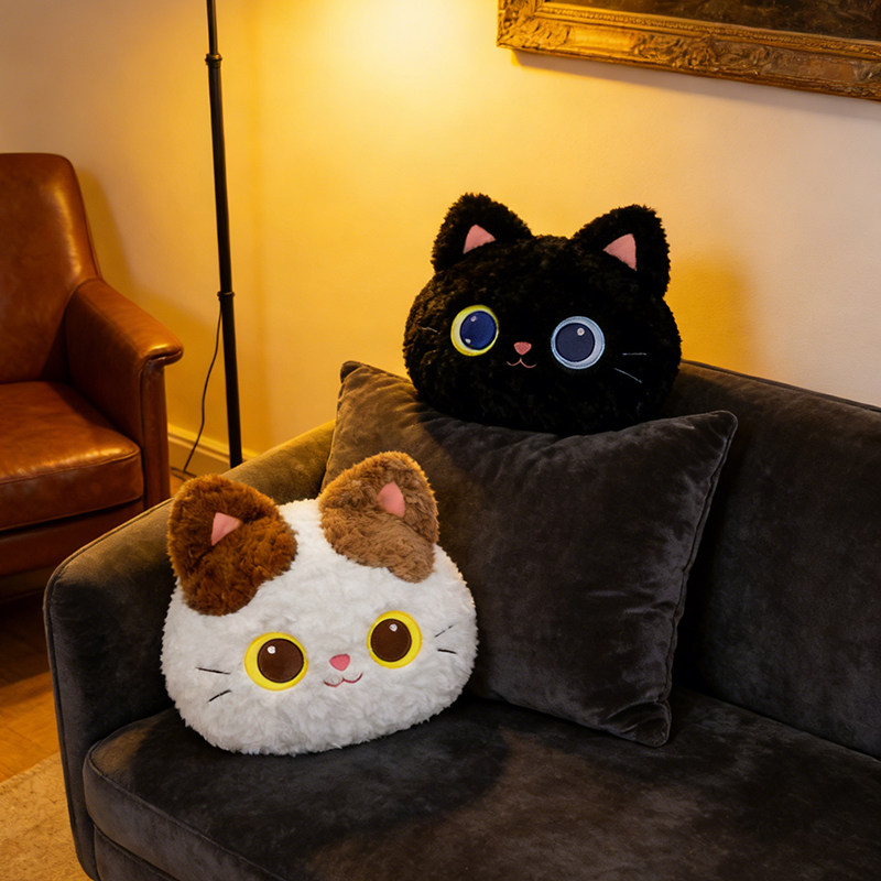 创意猫咪靠垫抱枕三花猫沙发靠背床上毛绒玩具黑色超软玩偶可爱的,玩具/童车/益智/积木/模型,毛绒/玩偶/公仔/布艺类玩具,淘宝优惠券,粉丝福利购,淘宝优惠卷