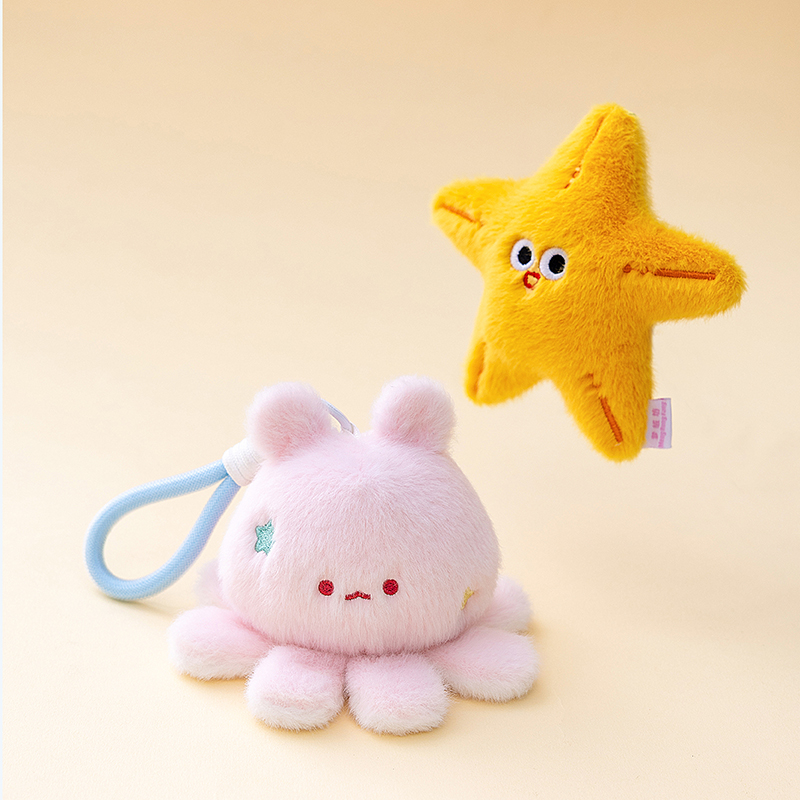 海洋章鱼海星包包挂件毛绒公仔