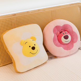 正版迪士尼面包吐司维尼熊坐垫甜甜圈草莓熊靠垫床头倚靠护腰抱枕
