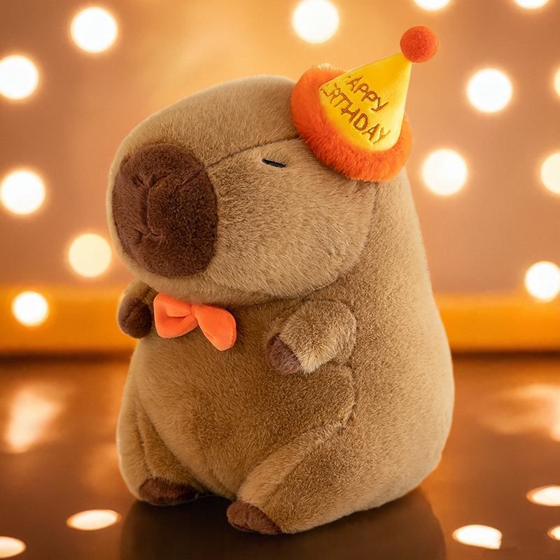 卡皮巴拉礼物帽子款毛绒玩具水豚