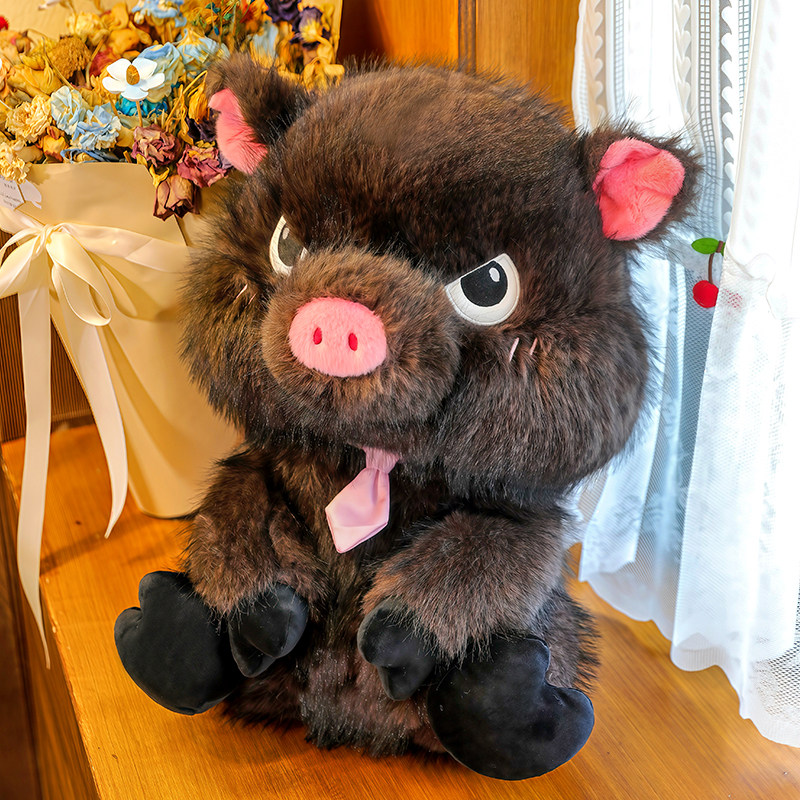 可爱黑色野猪小猪毛绒玩具公仔大号玩偶生日礼物男孩安抚抱枕丑萌