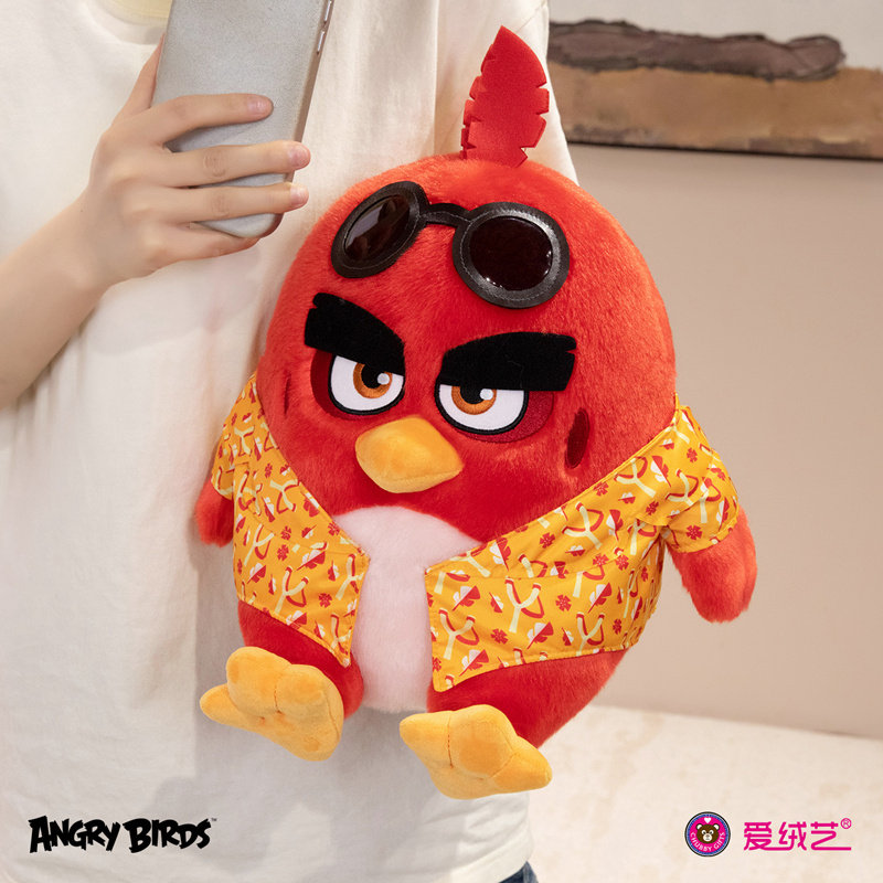 正版爱绒艺Angry Birds愤怒的小鸟红色毛绒公仔可爱猪猪胖红色鸟