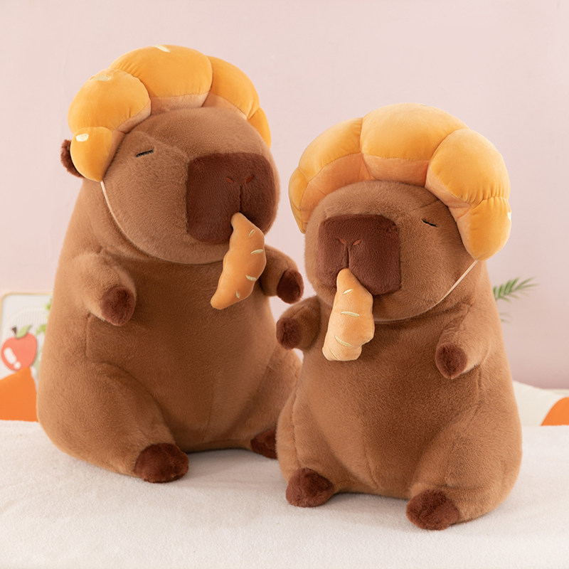 创意烘焙师卡皮扒拉法棍牛角包水豚鼠面包土拨鼠水豚公仔鼹鼠布偶,玩具/童车/益智/积木/模型,毛绒/玩偶/公仔/布艺类玩具,淘宝优惠券,粉丝福利购,淘宝优惠卷