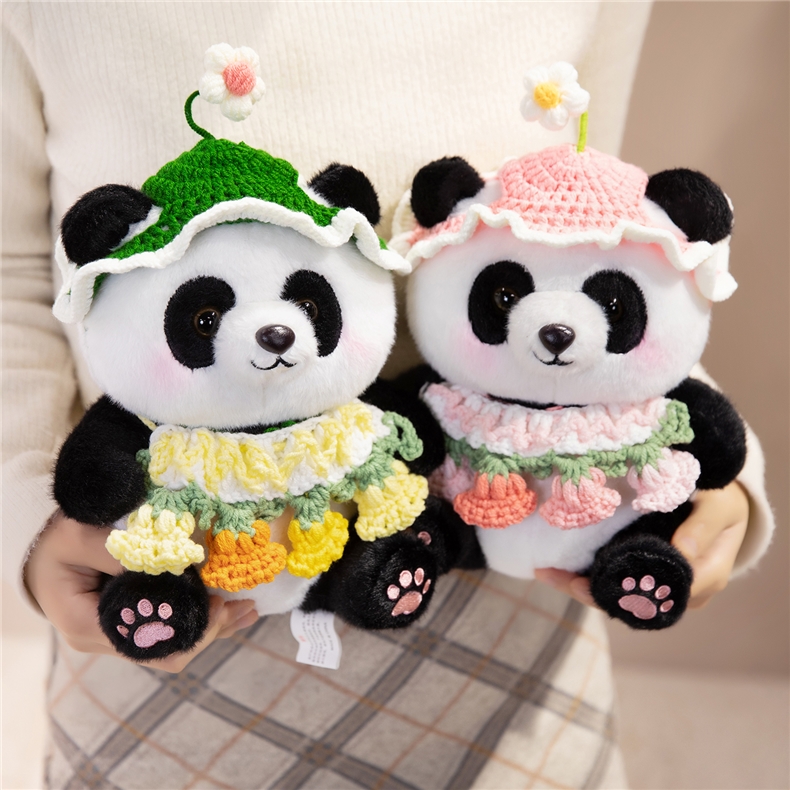 可爱花花熊猫毛绒玩偶公仔