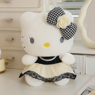 正版 HelloKitty名媛风毛绒玩具公仔玩偶蝴蝶结蕾丝裙包挂件凯蒂猫
