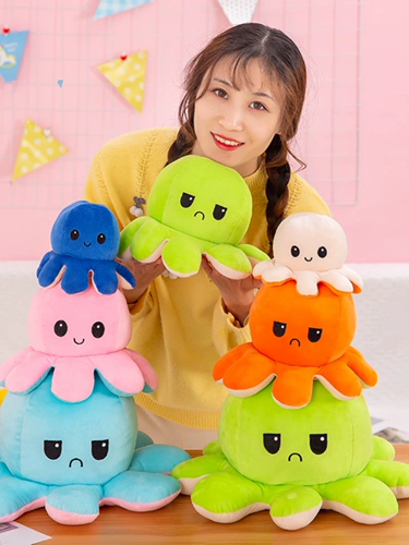 Эмоциональная двусторонная кукла, плюшевые рыбки, осьминог, подарок на день рождения
