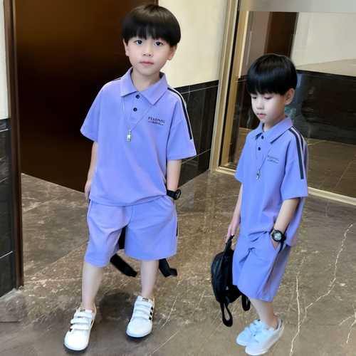 男童翻领polo衫套装夏季新款休闲运动短裤帅气中大童女童一整套装