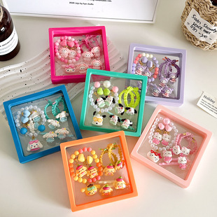 新儿童手链三丽鸥库洛米礼盒套装 公主戒指女童礼物宝宝耳夹首饰盒