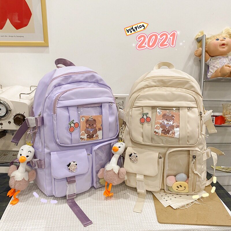 2024日系ins原宿风可爱少女学生透明双肩包韩版高中学生书包女