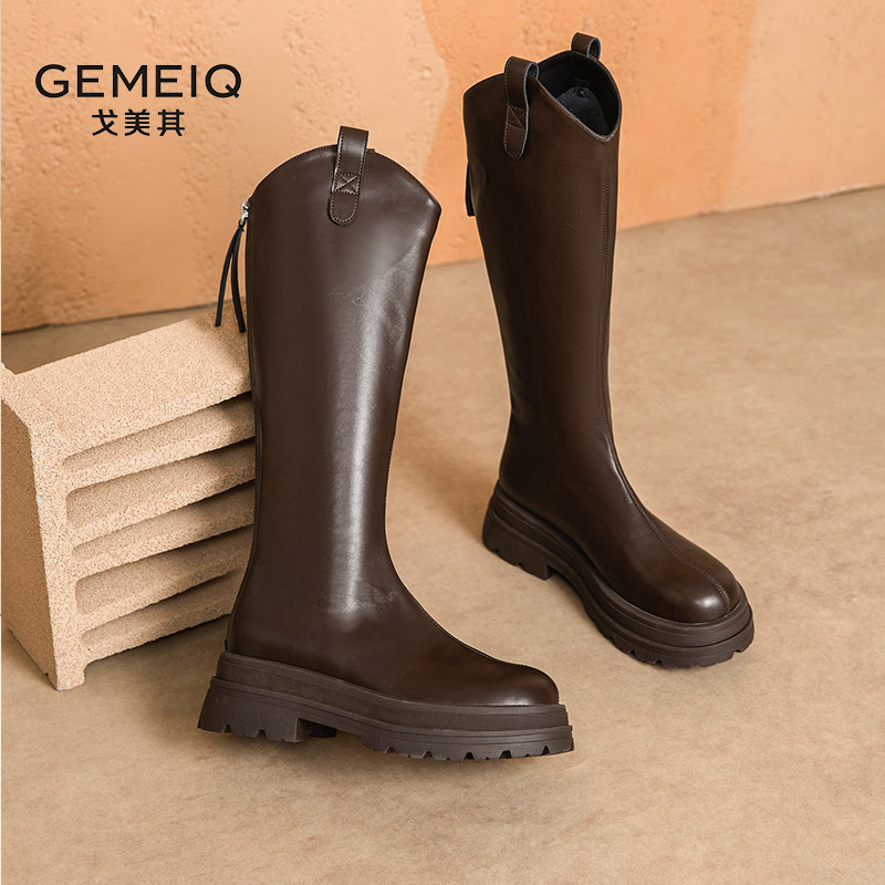 戈美其长筒高跟不过膝时装靴