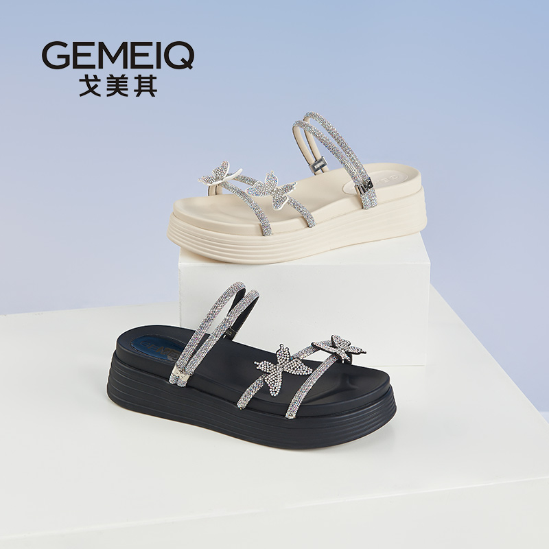 2025新款蝴蝶仙女风水钻沙滩鞋