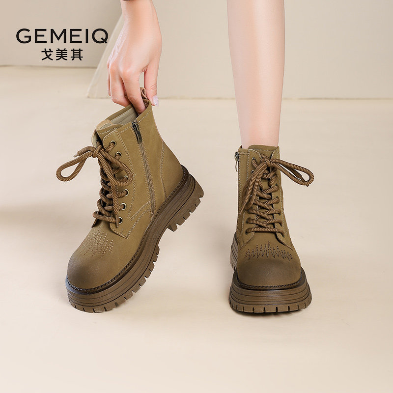 戈美其2025新款冬厚底马丁靴女单靴爆款大黄靴户外徒步登山短靴子,女鞋,时装靴,淘宝优惠券,粉丝福利购,淘宝优惠卷